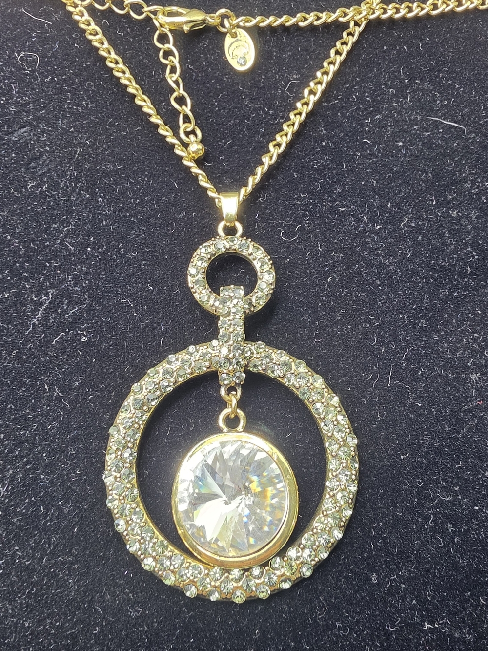 Charming Charlie Chunky Rivoli Crystal Pendant 25" Statement Necklace